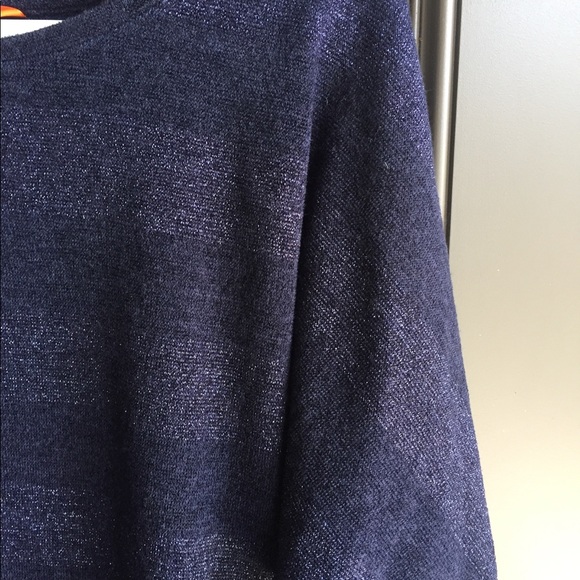 Navy Striped Dolman Oversized cropped sweater SM - Picture 3 of 9